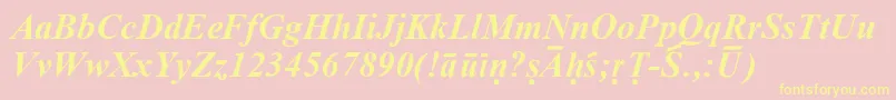 フォントSanskritRomanBoldItalic – 黄色のフォント、ピンクの背景
