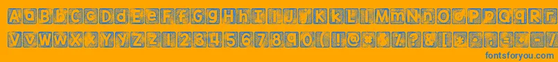 Kgthankyoustamp-Schriftart – Blaue Schriften auf orangefarbenem Hintergrund