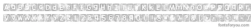 Kgthankyoustamp-fontti – harmaat kirjasimet valkoisella taustalla