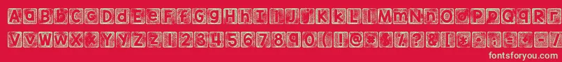 Czcionka Kgthankyoustamp – zielone czcionki na czerwonym tle