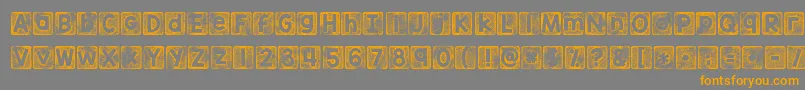 Kgthankyoustampフォントについての詳細 フォントKgthankyoustamp – オレンジの文字は灰色の背景にあります。