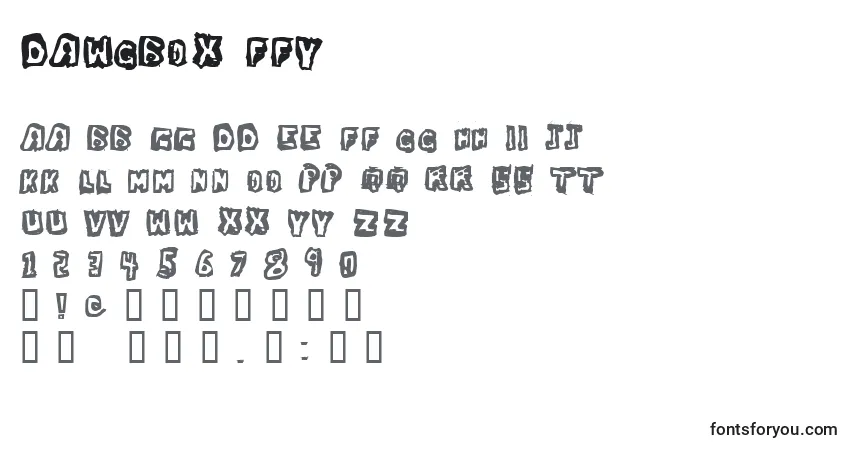 Czcionka Dawgbox ffy – alfabet, cyfry, specjalne znaki