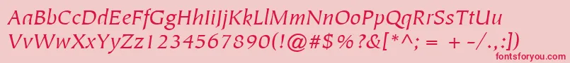 Шрифт ItcTiepoloLtBookItalic – красные шрифты на розовом фоне