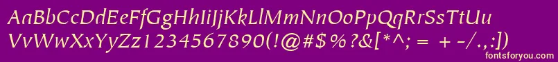 ItcTiepoloLtBookItalic Font – Yellow Fonts on Purple Background