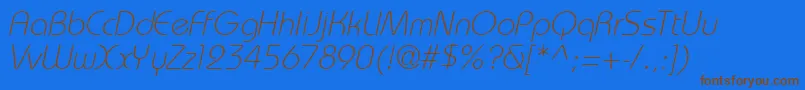 Fonte BahamasLightItalic – fontes marrons em um fundo azul
