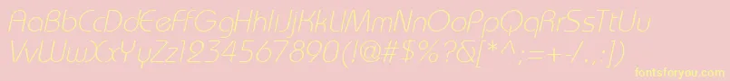 BahamasLightItalic-Schriftart – Gelbe Schriften auf rosa Hintergrund