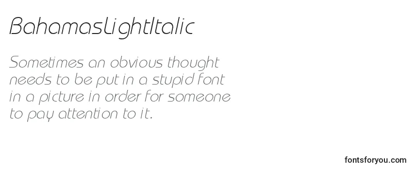 Review of the BahamasLightItalic Font
