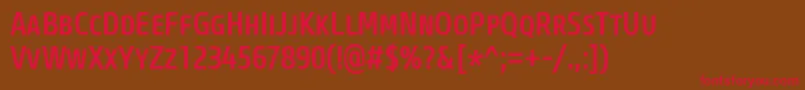 フォントCoreSansMSc57CnMedium – 赤い文字が茶色の背景にあります。