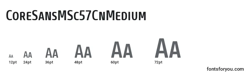 Размеры шрифта CoreSansMSc57CnMedium