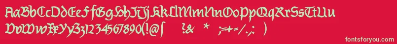 フォントBurtinomaticDemibold – 赤い背景に緑の文字