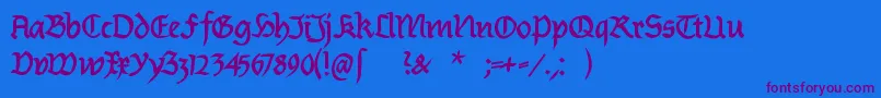 BurtinomaticDemibold-Schriftart – Violette Schriften auf blauem Hintergrund