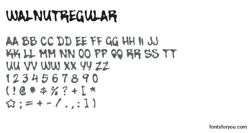 Czcionka WalnutRegular – alfabet, cyfry, specjalne znaki