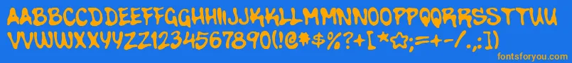 フォントWalnutRegular – オレンジ色の文字が青い背景にあります。