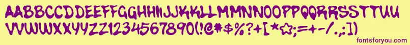 WalnutRegular-Schriftart – Violette Schriften auf gelbem Hintergrund