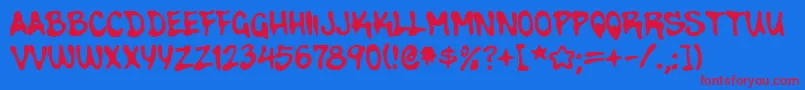 WalnutRegular-Schriftart – Rote Schriften auf blauem Hintergrund