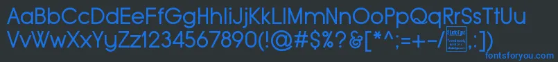 TypoGroteskDemo-Schriftart – Blaue Schriften auf schwarzem Hintergrund