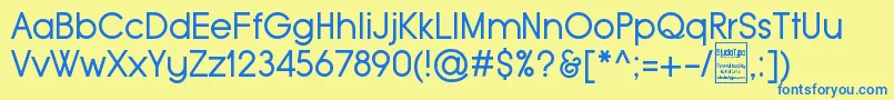 TypoGroteskDemo-Schriftart – Blaue Schriften auf gelbem Hintergrund