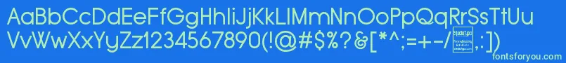 TypoGroteskDemo-Schriftart – Grüne Schriften auf blauem Hintergrund