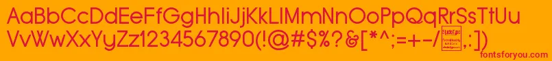 TypoGroteskDemo-Schriftart – Rote Schriften auf orangefarbenem Hintergrund