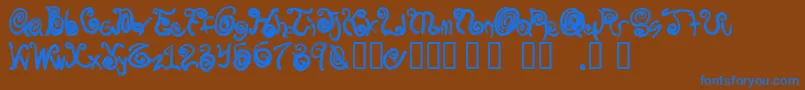 フォントSpurly – 茶色の背景に青い文字