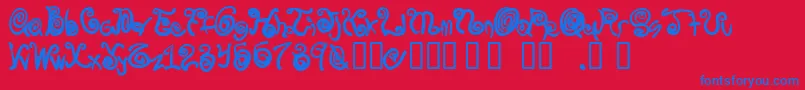 フォントSpurly – 赤い背景に青い文字