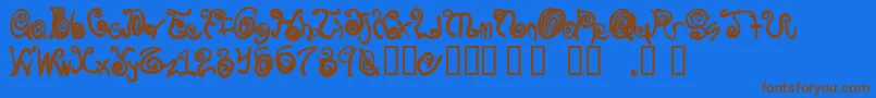 フォントSpurly – 茶色の文字が青い背景にあります。