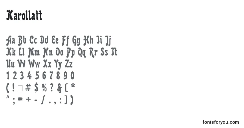 Schriftart Karollatt – Alphabet, Zahlen, spezielle Symbole