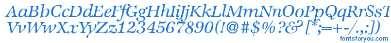 フォントZabriskieinternationalItalic – 白い背景に青い文字