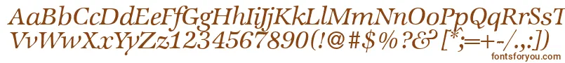 フォントZabriskieinternationalItalic – 白い背景に茶色のフォント