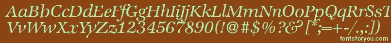 Шрифт ZabriskieinternationalItalic – зелёные шрифты на коричневом фоне