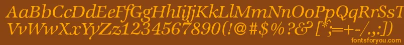 ZabriskieinternationalItalic-Schriftart – Orangefarbene Schriften auf braunem Hintergrund