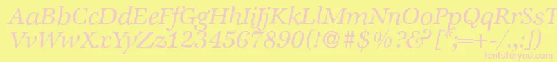 ZabriskieinternationalItalic-fontti – vaaleanpunaiset fontit keltaisella taustalla