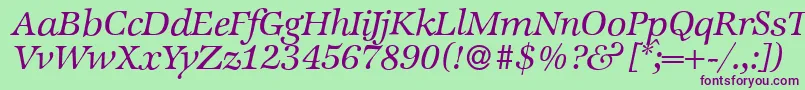 ZabriskieinternationalItalic Font – Purple Fonts on Green Background