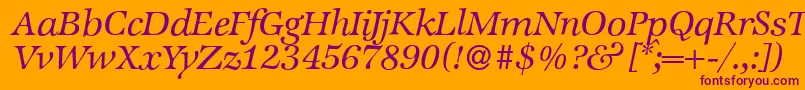 ZabriskieinternationalItalic-fontti – violetit fontit oranssilla taustalla