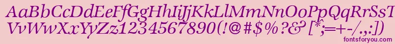 Fonte ZabriskieinternationalItalic – fontes roxas em um fundo rosa