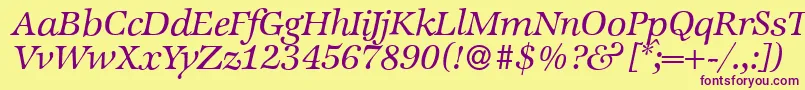 ZabriskieinternationalItalic-Schriftart – Violette Schriften auf gelbem Hintergrund