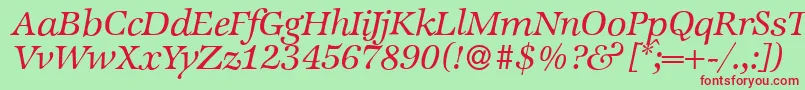 Fonte ZabriskieinternationalItalic – fontes vermelhas em um fundo verde