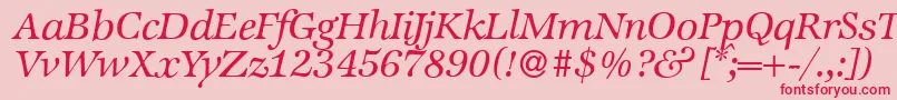 フォントZabriskieinternationalItalic – ピンクの背景に赤い文字