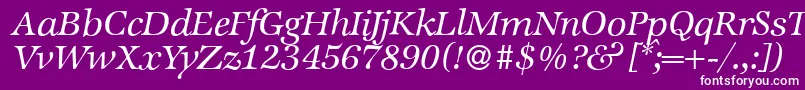 ZabriskieinternationalItalic-Schriftart – Weiße Schriften auf violettem Hintergrund