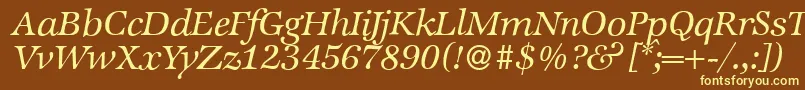 ZabriskieinternationalItalic-fontti – keltaiset fontit ruskealla taustalla