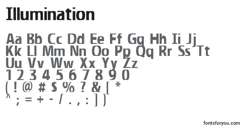 Шрифт Illumination – алфавит, цифры, специальные символы
