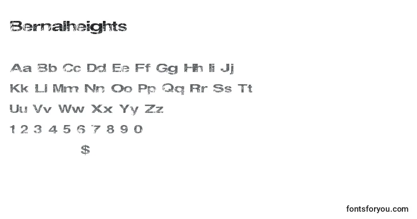 Czcionka Bernalheights – alfabet, cyfry, specjalne znaki