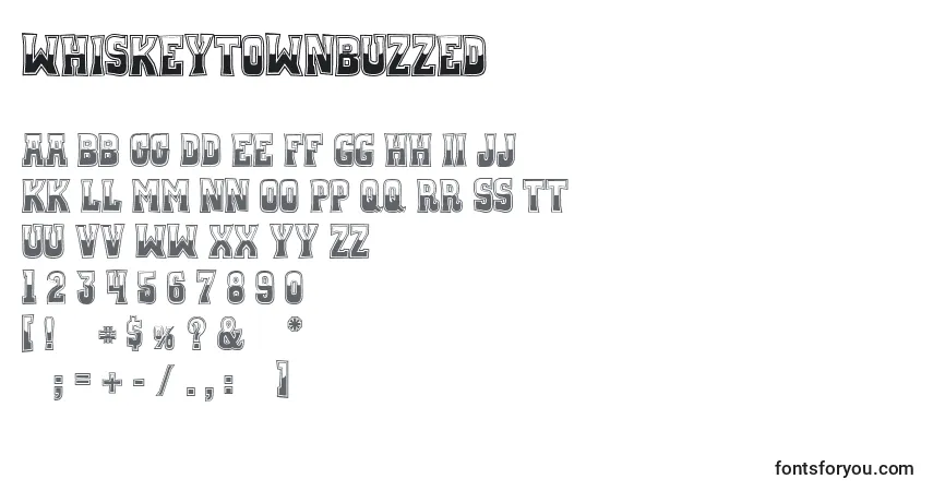 Czcionka WhiskeyTownBuzzed – alfabet, cyfry, specjalne znaki