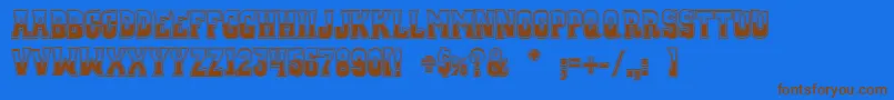 フォントWhiskeyTownBuzzed – 茶色の文字が青い背景にあります。