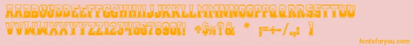 WhiskeyTownBuzzed-Schriftart – Orangefarbene Schriften auf rosa Hintergrund