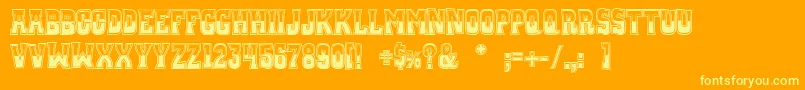 WhiskeyTownBuzzed-Schriftart – Gelbe Schriften auf orangefarbenem Hintergrund