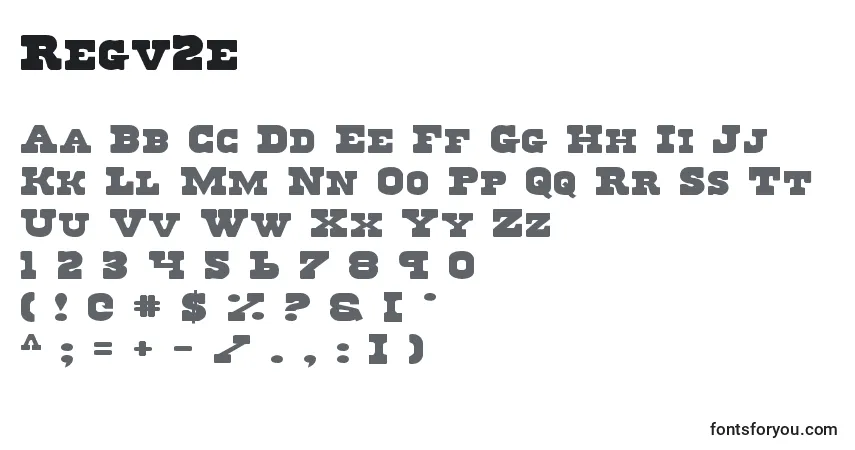 A fonte Regv2e – alfabeto, números, caracteres especiais
