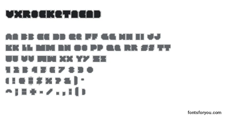 Czcionka Vxrocketacad – alfabet, cyfry, specjalne znaki