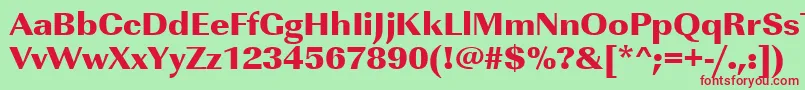 Urwimperialtultbolwid-Schriftart – Rote Schriften auf grünem Hintergrund