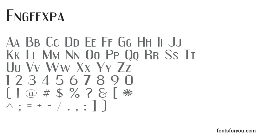 Czcionka Engeexpa – alfabet, cyfry, specjalne znaki